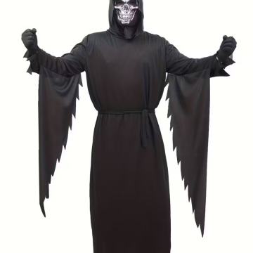 Crna horor haljina za Noć vještica s kapuljačom, kostim za odrasle