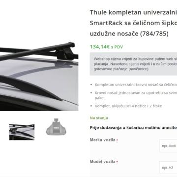 THULE 1054 univerzalni za vozila sa krovnim vodilicama SmartRack //