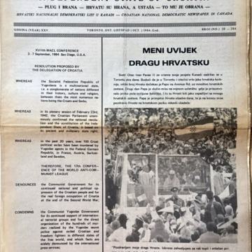 Nezavisna Država Hrvatska broj 10/ 1984.
