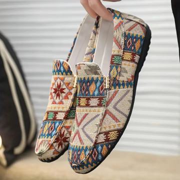 Muške udobne platnene mokasine s etničkim uzorkom