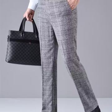 Muške debele karirane poslovne hlače za jesen/zimu, tvid hlače otporne