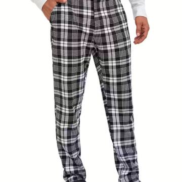 Muške modne karirane ležerne hlače, rastezljiva poliesterska tkanina