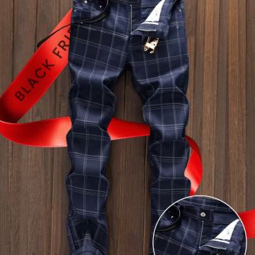 Muške uske karirane hlače - tamnoplave/crne/bijele/bež