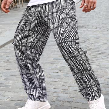 Muški moderni karirani hlaće ravnog kroja