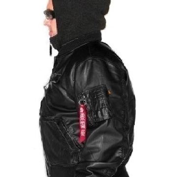 ALPHA INDUSTRIES LEATHER HOODIE JACKET - big kangaroo pocket - XL