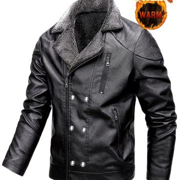 Jesensko-zimska muška bajkerska jakna, ležerni uski kroj s reverom