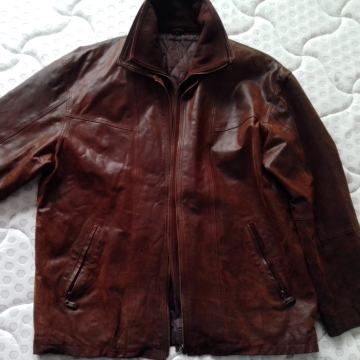 Kvalitetna muška jakna "H. Morell" od prave kože boje konjaka, vel. 48