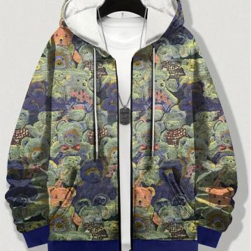 Muška casual ležerna jakna s kapuljačom i živopisnim paisley uzorkom