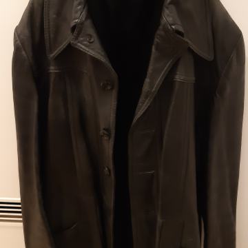 Muška crna vintage kožna jakna-kaput, veličina 52-54, odlična,BJ