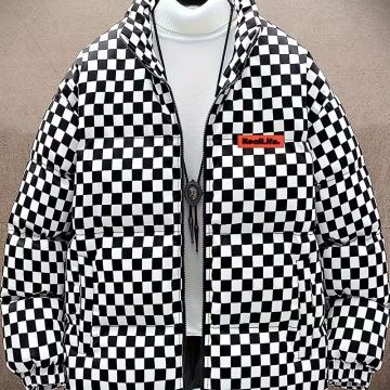 Muška karirana prošivena zimska jakna