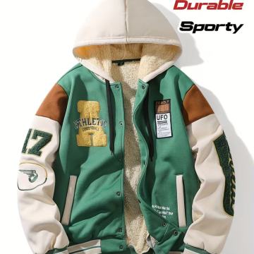 Muška ležerna bejzbol jakna s kapuljačom i izvezenim natpisom