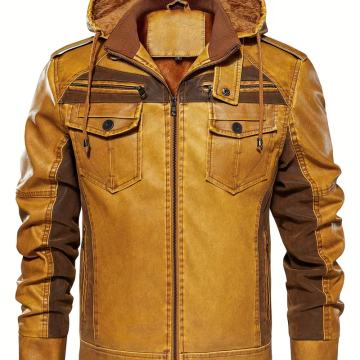 Muška ležerna vjetrootporna i topla PU jakna s dodatnim flisom