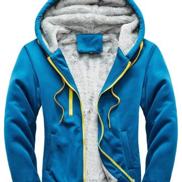 Muška prugasta topla flis jakna u boji s džepovima