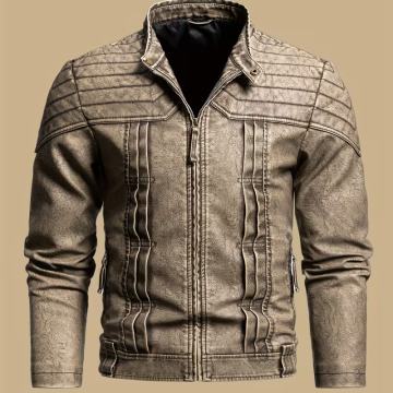 Muška retro motociklistička jakna od umjetne kože za jesen i zimu