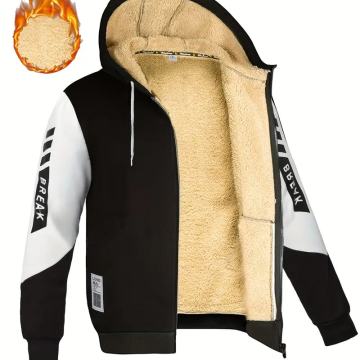 Muška termo jakna s kapuljačom i plišanim materijalom