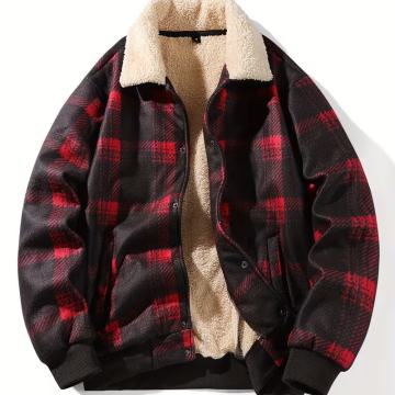 Muška teška zimska radna jakna s kariranim L ovratnikom, manžetama