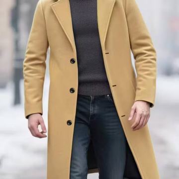 Muški elegantni dugi zimski kaput s reverom