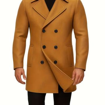 Muški jednobojni kaput od flisa u senf-žutoj boji