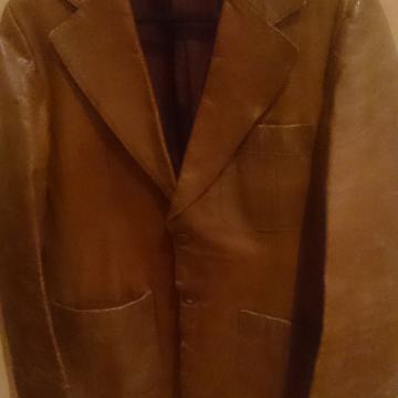 CP MUŠKA KOŽNA JAKNA RAVNA 2 GUMBA SMEĐA 54 XL VINTAGE RETRO