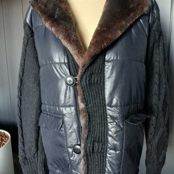 ZARA muska vunena kombi jakna crna krzno vel 50