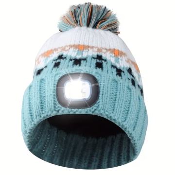 Kapa u boji s LED naglavnom lampom, USB punjiva topla