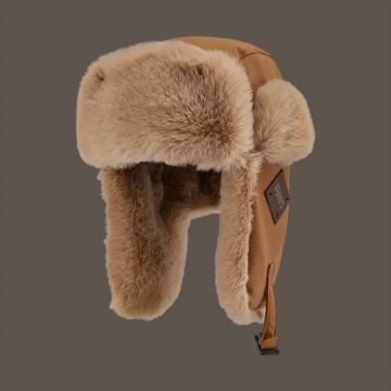 Muška zimska izolirana pilotska kapa s krznenom podstavom i ušima