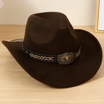 Kaubojski šešir s trakom za glavu s uzorkom bika+šal