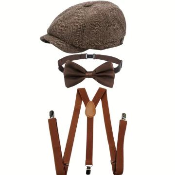 Vintage set s Gatsbyjem iz 1920-ih  kapa,leptir-mašna i tregeri