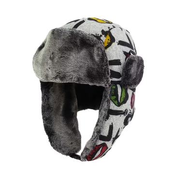 Zimska topla kapa s grafitima i krznenim ušima