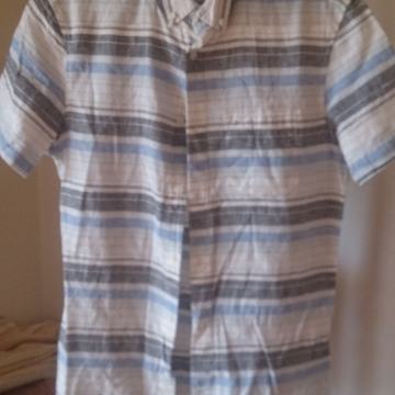 C&A NOVA LANENA MUŠKA KOŠULJA S 38  KRATKI RUKAV PRUGE S 38