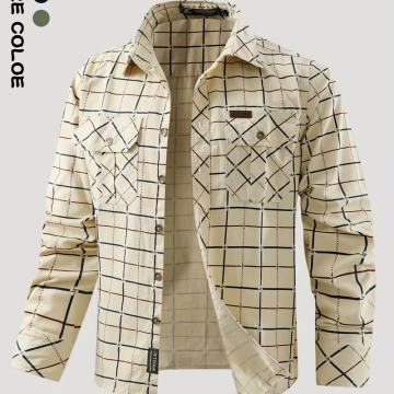 Muška izdržljiva košulja od 100% pamuka s velikim ovratnikom