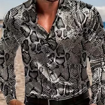 Muška ležerna košulja dugih rukava s uzorkom zmijske kože