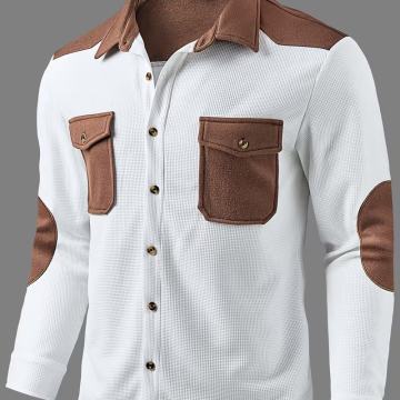 Muška ležerna modna košulja s pletenim patchworkom i izdržljivim
