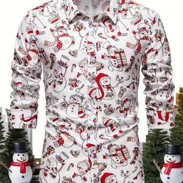 Nove muške košulje dugih rukava s printom i kopčanjem za Božić