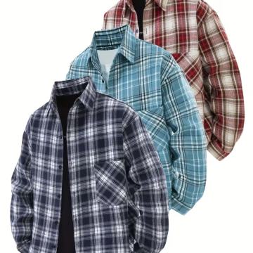 Set od tri dijela - muška proljetna i jesenska karirana košulja