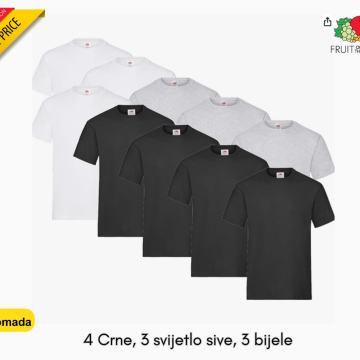 Muška majica, pakiranje 10 komada 195gr , Miješane