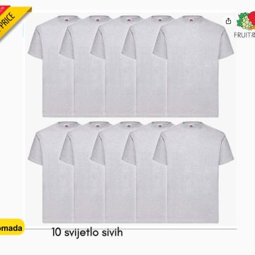 Muška majica, pakiranje 10 komada 195gr , SIVA boja, BESPLATNA DOSTAVA