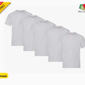 Muška majica, pakiranje 5 komada 195gr , siva