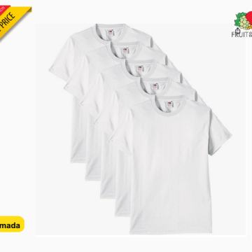 Muška majica, pakiranje 5  komada 195gr Bijela,