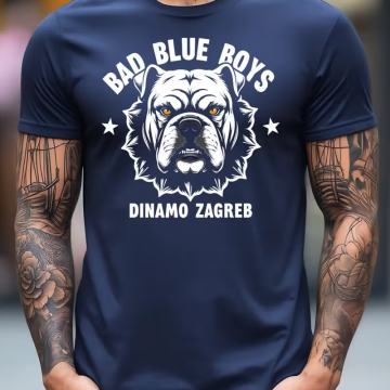 Muška plava majica s grafikom Dinamo Zagreb - crna ležerna ljetna