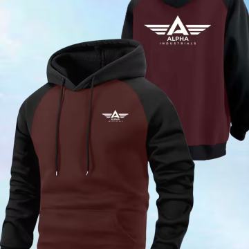 "ALPHA"-Muška majica s kapuljačom i grafikom Alpha Industrial