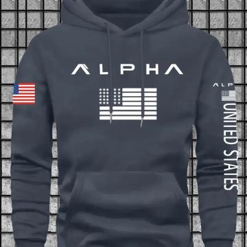 "ALPHA"-Muška majica s kapuljačom s natpisom "ALPHA"