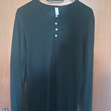 American Apparel Baby Thermal Henley Black Dexter majica M