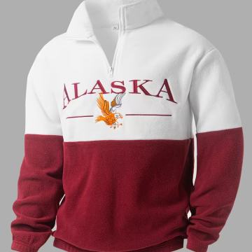 Muška flis majica s kapuljačom i zastavom države Aljaske