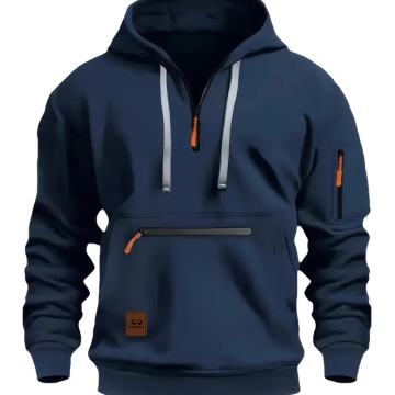 Muška kraljevsko plava flis majica s patentnim zatvaračem i džepom