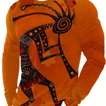 Muška ležerna majica dugih rukava s elementima etničkog stila