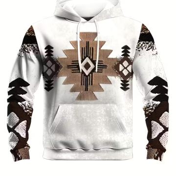 Muška ležerna majica s kapuljačom i etničkim križnim uzorkom