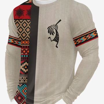 Muška ležerna sportska majica dugih rukava s okruglim izrezom