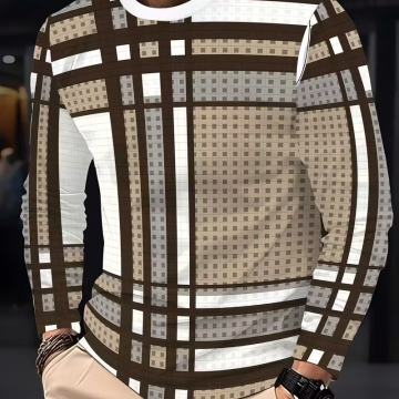 Muška majica dugih rukava s 3D prugastim uzorkom