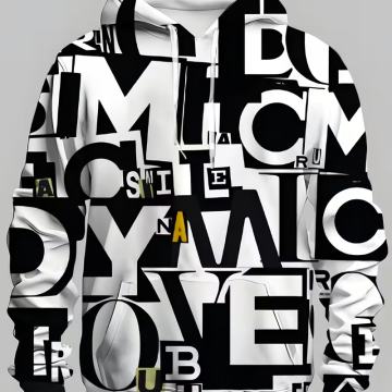 Muška majica s kapuljačom i 3D printom preko cijele površine